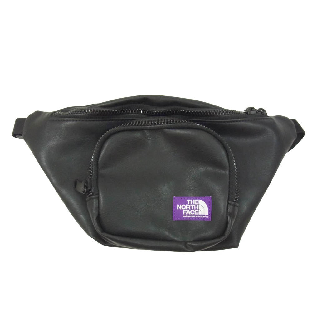 THE NORTH FACE ノースフェイス NN7055N PURPLE LABEL Leather Waist Bag パープルレーベル フェイクレザー ウエスト バッグ ブラック系【中古】