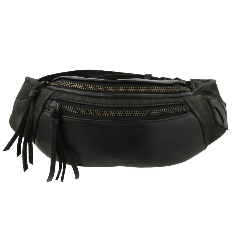 MR.OLIVE ミスターオリーブ レザー ショルダー ウエストバッグ ポーチ ブラック系【中古】