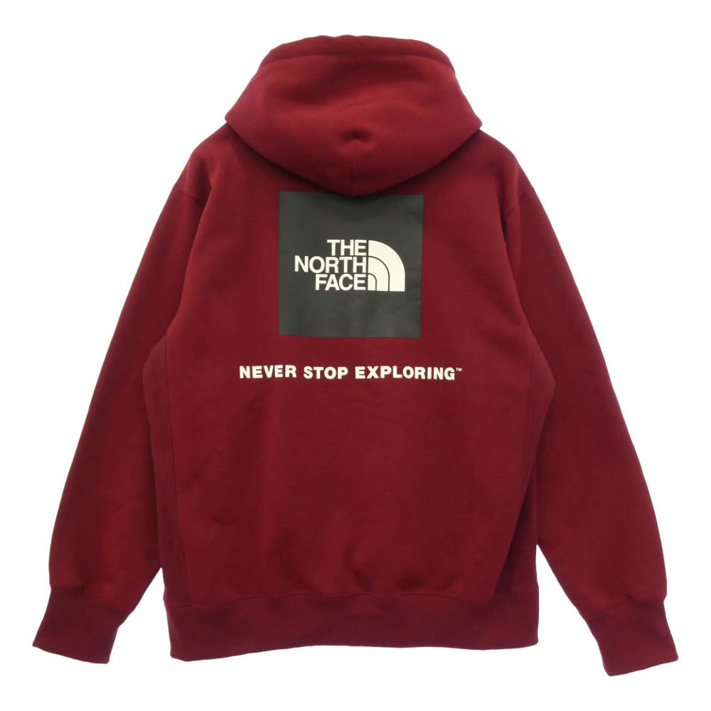 THE NORTH FACE ノースフェイス NT62230 BACK SQUARE LOGO FOODIE バックスクエア ロゴ フーディ プルオーバー パーカー エンジ系 L【中古】