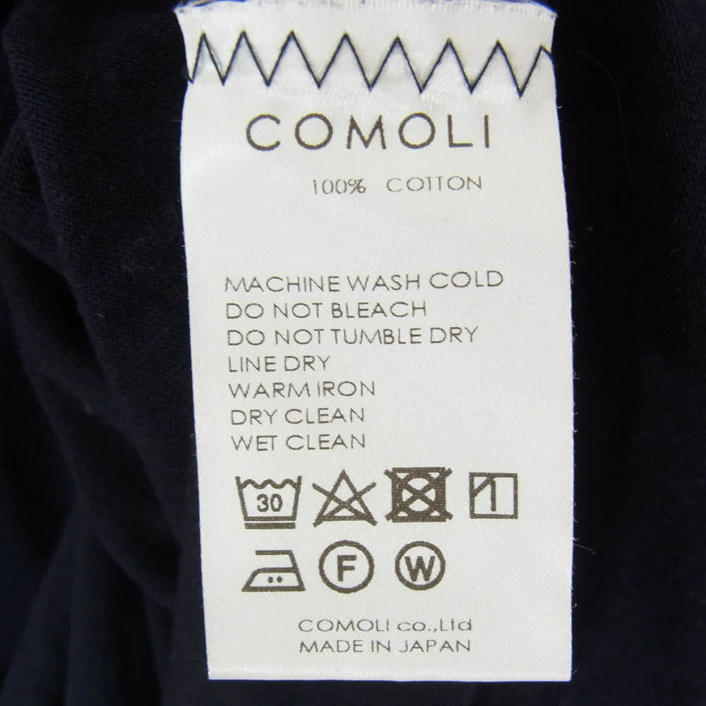 COMOLI コモリ 23SS X01-05010 空紡天竺 ノースリーブ 半袖 Tシャツ ネイビー系 3【中古】