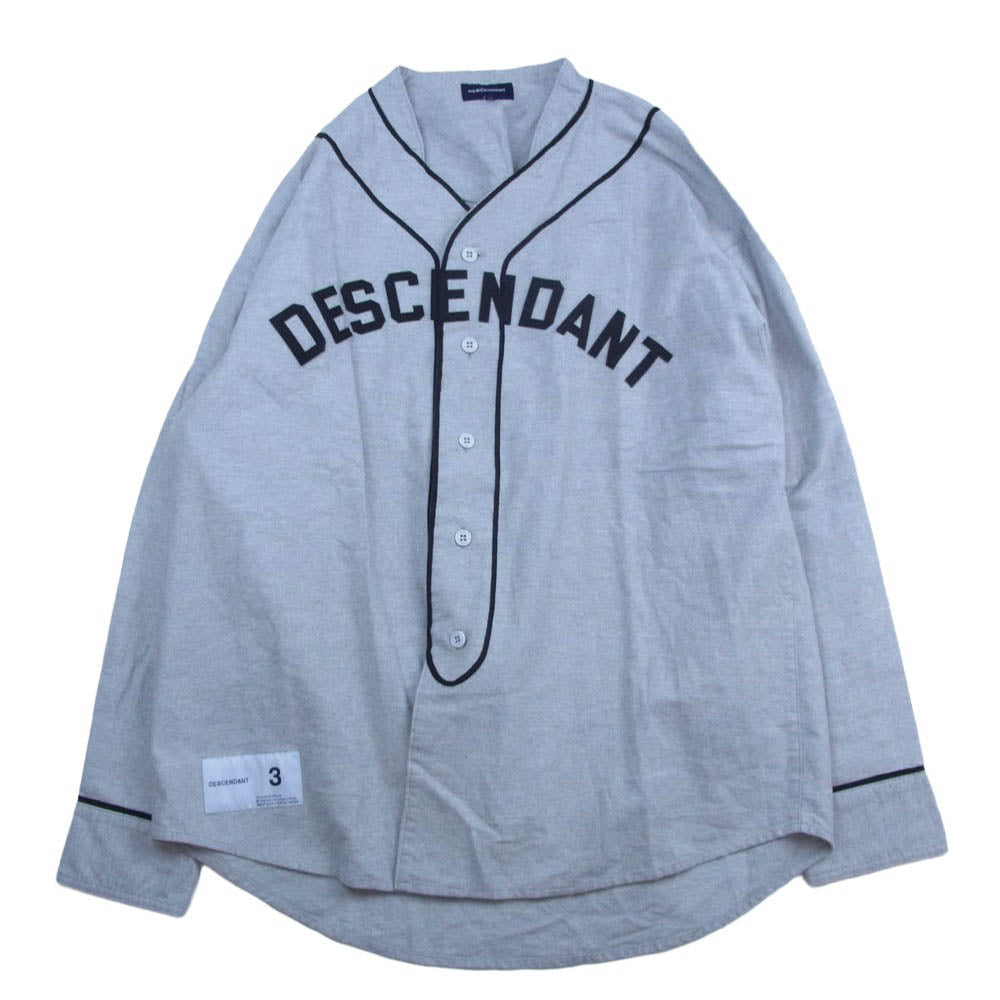 DESCENDANT ディセンダント BASEBALL LS SHIRT ベースボール 長袖 シャツ グレー系 3【中古】