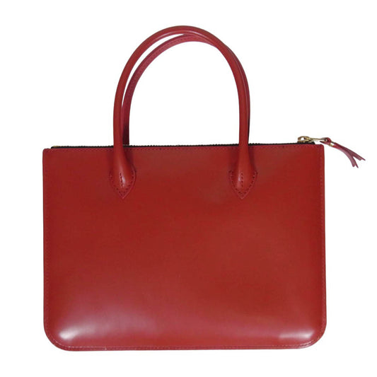 COMME des GARCONS コムデギャルソン 8Z-U510-051 POUCH HANDLES ハンドルズ ジップ ポーチ レザー ハンドバッグ レッド系【極上美品】【中古】