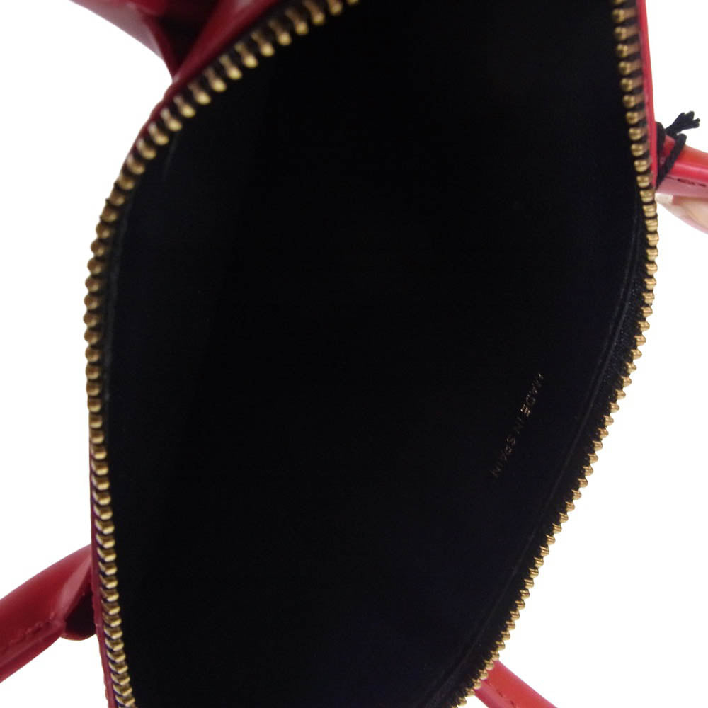 COMME des GARCONS コムデギャルソン 8Z-U510-051 POUCH HANDLES ハンドルズ ジップ ポーチ レザー ハンドバッグ レッド系【極上美品】【中古】