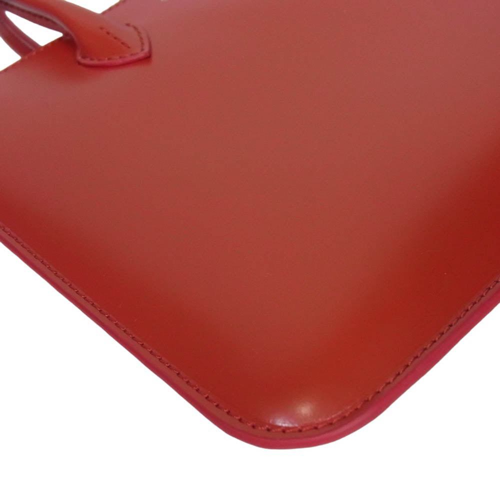 COMME des GARCONS コムデギャルソン 8Z-U510-051 POUCH HANDLES ハンドルズ ジップ ポーチ レザー ハンドバッグ レッド系【極上美品】【中古】
