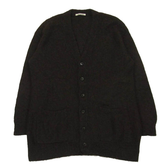 AURALEE オーラリー 22AW A22AC03KM BRUSHED SUPER KID MOHAIR KNIT LONG CARDIGAN モヘア ニット カーディガン ダークブラウン系 1【中古】