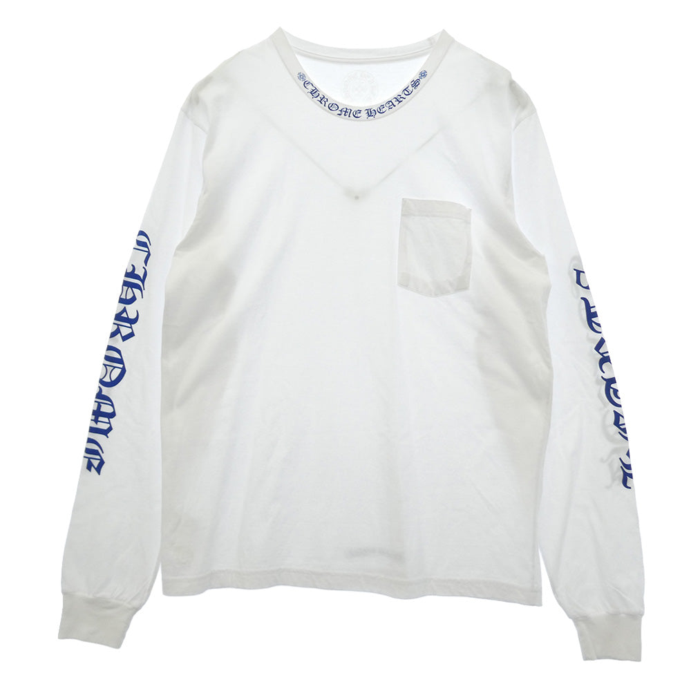 CHROME HEARTS クロムハーツ（原本無） CH LS NECK LOGO ネックロゴ アーム メッセージプリント 長袖 Tシャツ カットソー ホワイト XL XL【中古】