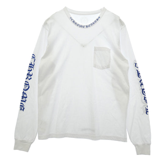 CHROME HEARTS クロムハーツ（原本無） CH LS NECK LOGO ネックロゴ アーム メッセージプリント 長袖 Tシャツ カットソー ホワイト XL XL【中古】