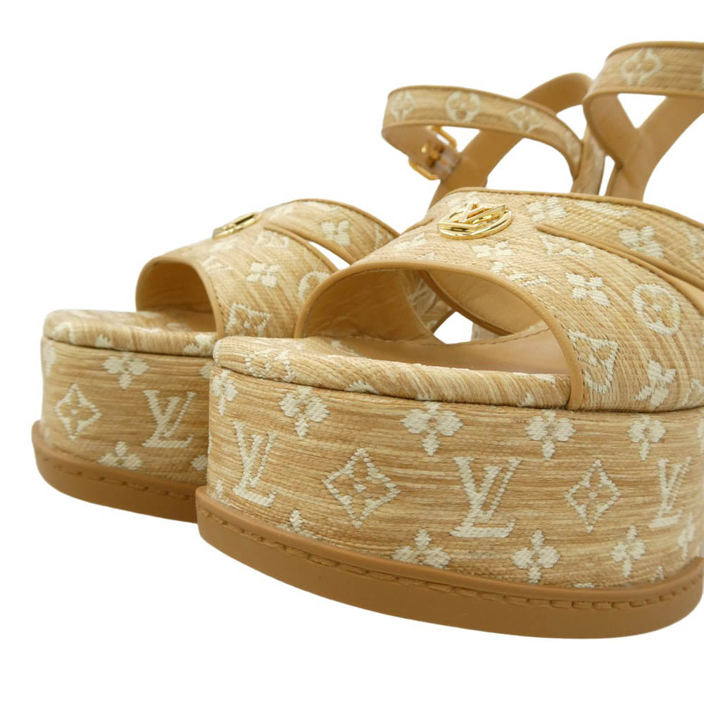 LOUIS VUITTON ルイ・ヴィトン 1AHOEG モノグラム ラフィア マヤ サンダル ベージュ系 ブラウン系 40【新古品】【未使用】【中古】