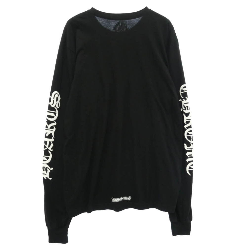 CHROME HEARTS クロムハーツ（原本無） CH LS NECK LOGO ネックロゴ アーム メッセージプリント 長袖 Tシャツ カットソー ブラック系 L【中古】