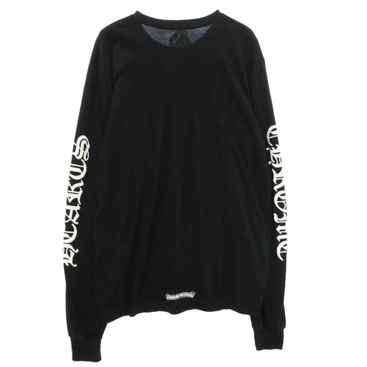CHROME HEARTS クロムハーツ（原本無） CH LS NECK LOGO ネックロゴ アーム メッセージプリント 長袖 Tシャツ カットソー ブラック系 L【中古】