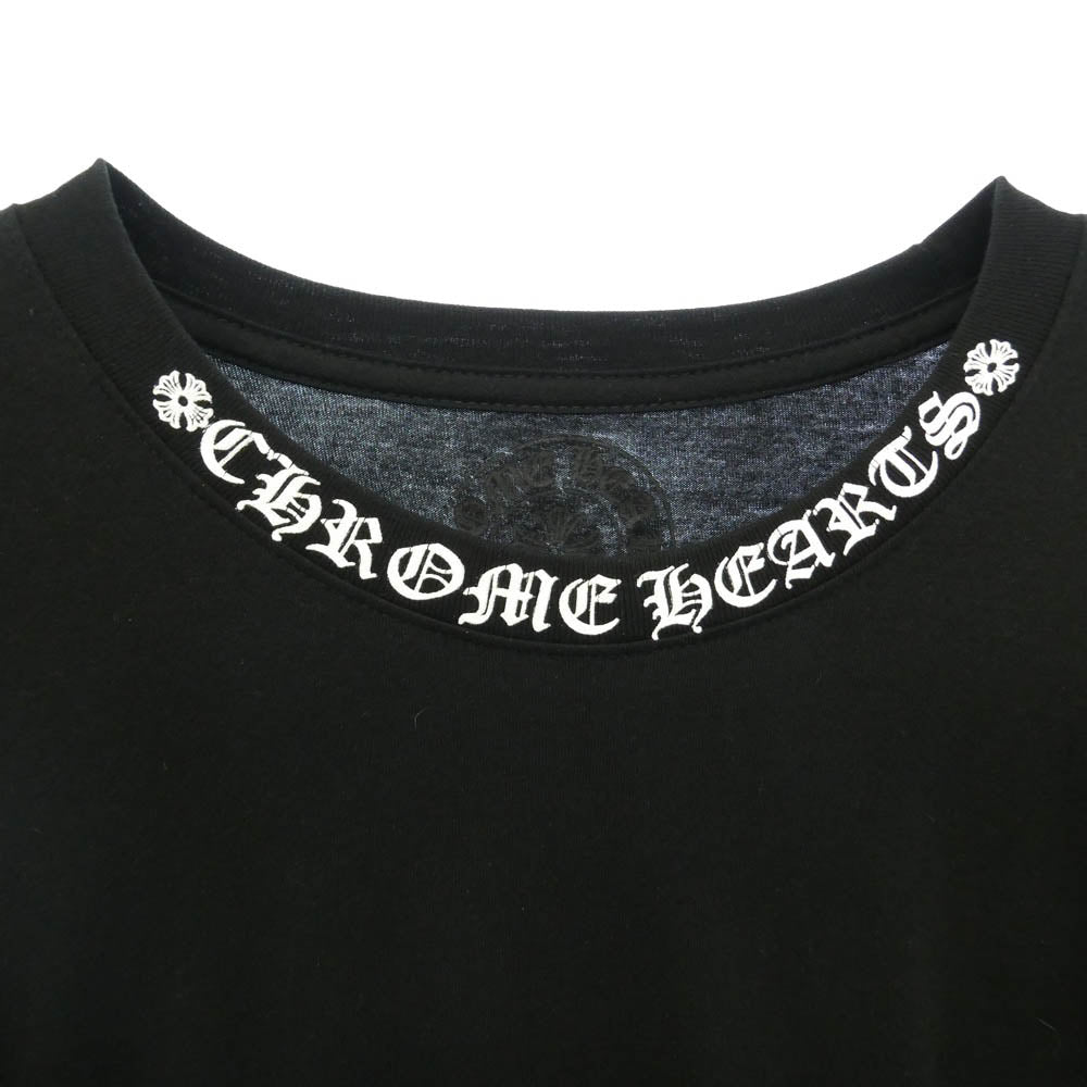 CHROME HEARTS クロムハーツ（原本無） CH LS NECK LOGO ネックロゴ アーム メッセージプリント 長袖 Tシャツ カットソー ブラック系 L【中古】