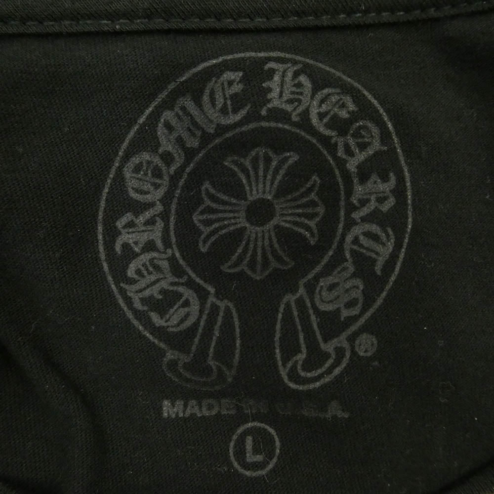 CHROME HEARTS クロムハーツ（原本無） CH LS NECK LOGO ネックロゴ アーム メッセージプリント 長袖 Tシャツ カットソー ブラック系 L【中古】