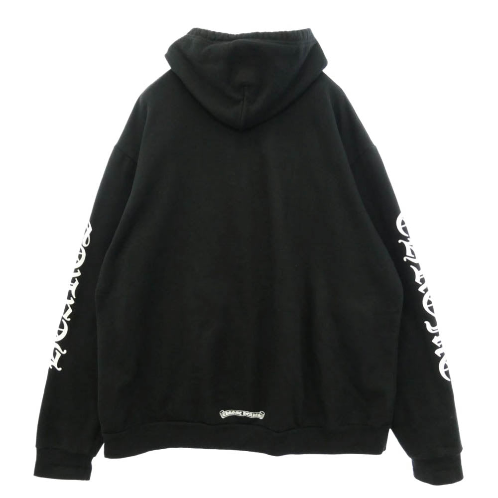 CHROME HEARTS クロムハーツ（原本無） VERTICAL LOGO HOODIE ヴァーティカルロゴ プルオーバー パーカー フーディ アームロゴ スウェットパーカー ブラック系 XL【中古】