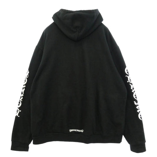 CHROME HEARTS クロムハーツ（原本無） VERTICAL LOGO HOODIE ヴァーティカルロゴ プルオーバー パーカー フーディ アームロゴ スウェットパーカー ブラック系 XL【中古】