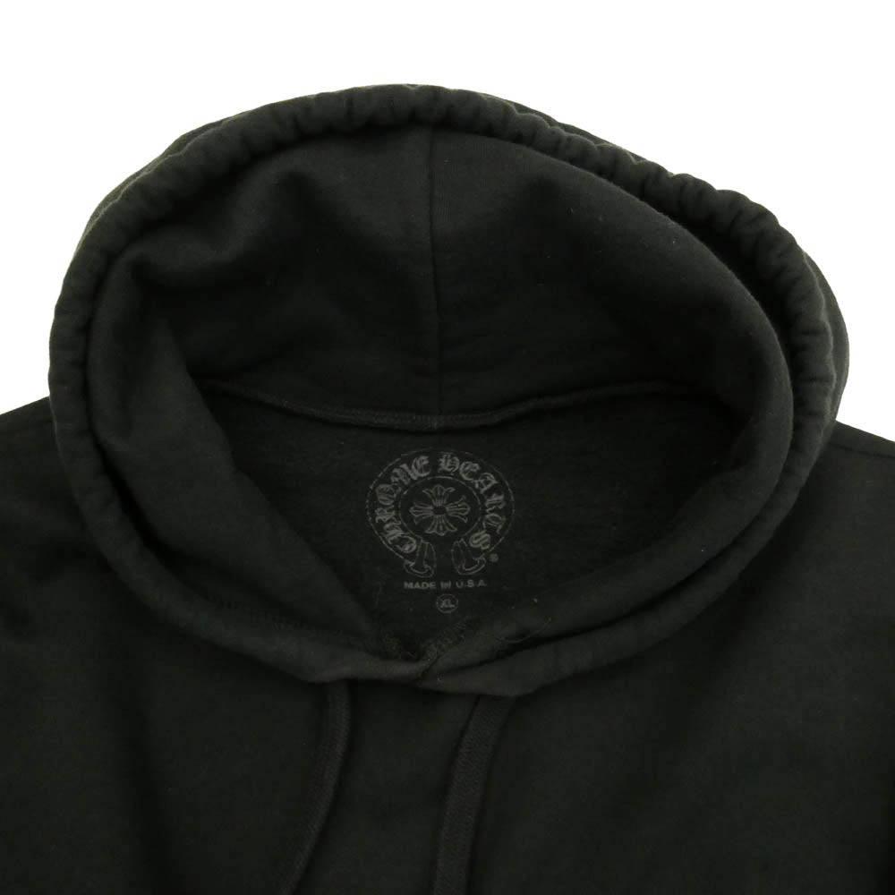 CHROME HEARTS クロムハーツ（原本無） VERTICAL LOGO HOODIE ヴァーティカルロゴ プルオーバー パーカー フーディ アームロゴ スウェットパーカー ブラック系 XL【中古】