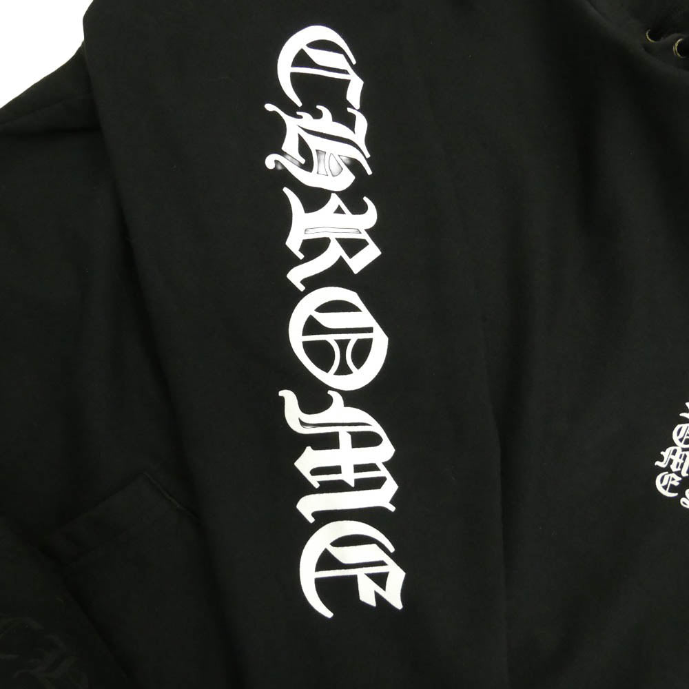 CHROME HEARTS クロムハーツ（原本無） VERTICAL LOGO HOODIE ヴァーティカルロゴ プルオーバー パーカー フーディ アームロゴ スウェットパーカー ブラック系 XL【中古】