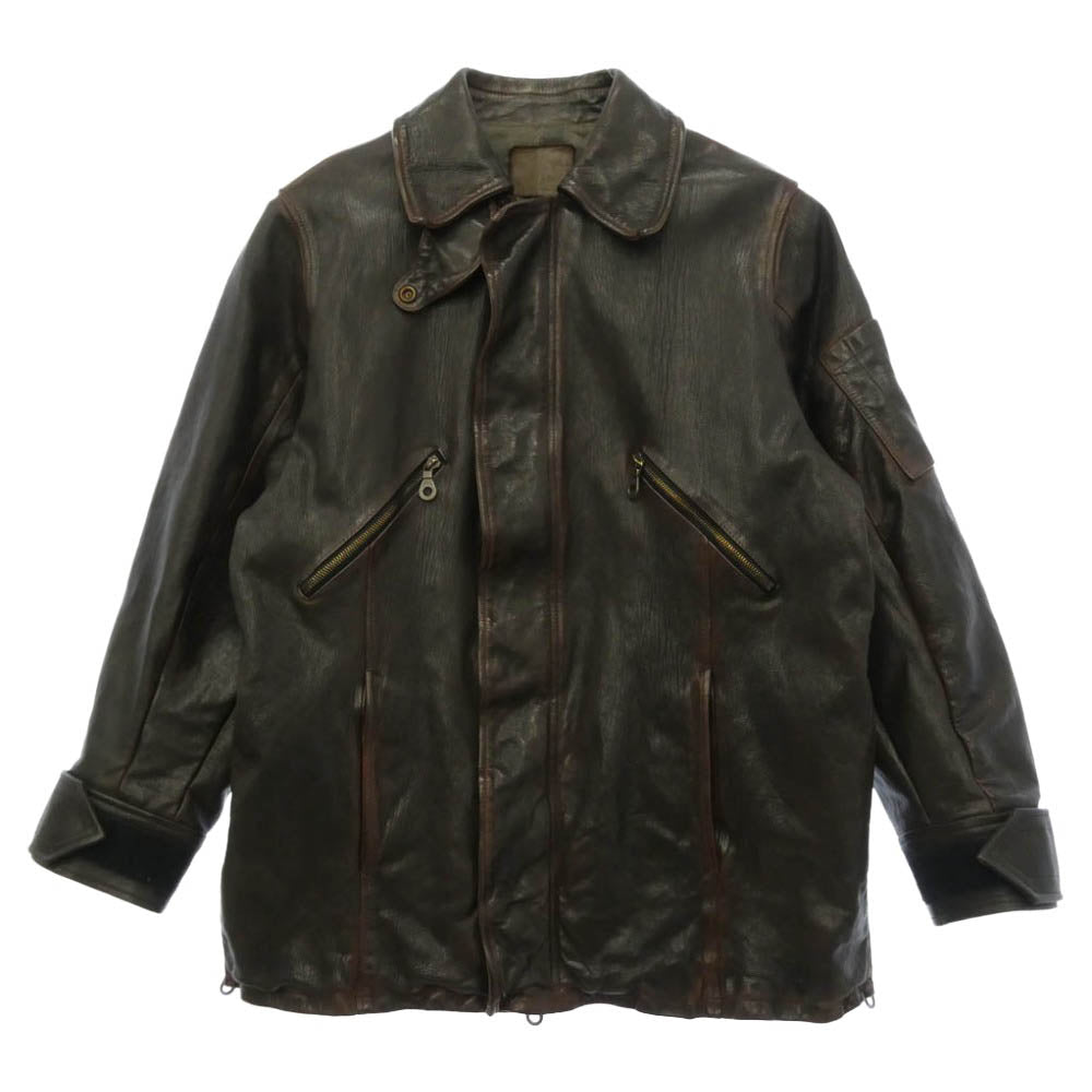 ISAMUKATAYAMA BACKLASH イサムカタヤマバックラッシュ 1909-07 ゴートタンニン製品染め 二段染め フライトジャケット ミリタリーブルゾン ブラウン系 F【中古】