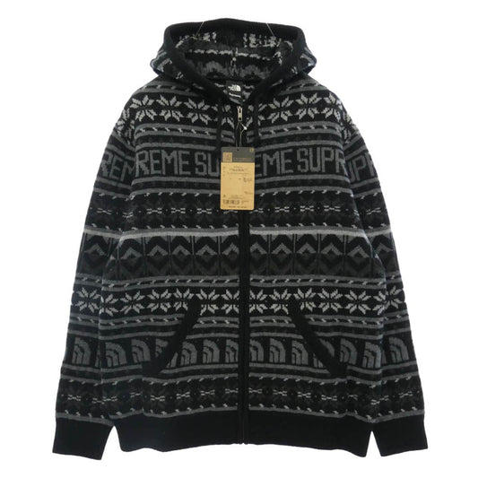 Supreme シュプリーム THE NORTH FACE ノースフェイス 22AW NT52212I x The North Face ザノースフェイス TS FAIRE ISLE F/Z HOODED SWEATER ジップアップ フーディー セーター パーカー ブラック系 L【美品】【中古】