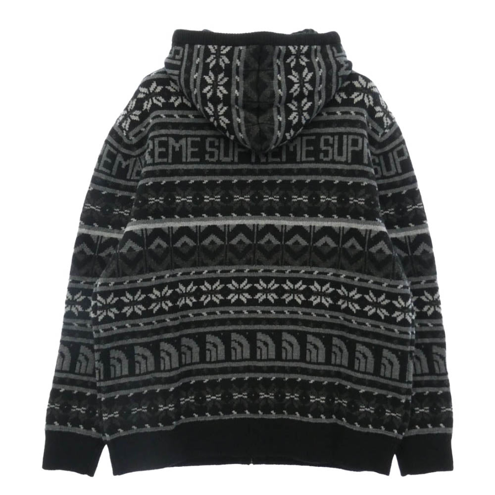 Supreme シュプリーム THE NORTH FACE ノースフェイス 22AW NT52212I x The North Face ザノースフェイス TS FAIRE ISLE F/Z HOODED SWEATER ジップアップ フーディー セーター パーカー ブラック系 L【美品】【中古】