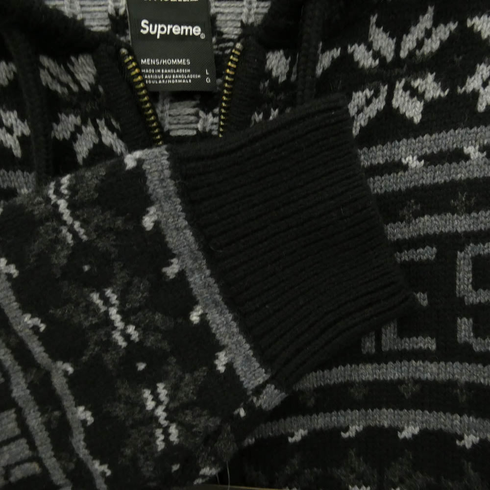 Supreme シュプリーム THE NORTH FACE ノースフェイス 22AW NT52212I x The North Face ザノースフェイス TS FAIRE ISLE F/Z HOODED SWEATER ジップアップ フーディー セーター パーカー ブラック系 L【美品】【中古】