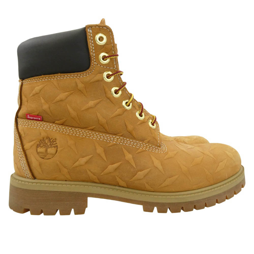 Supreme シュプリーム Timberland ティンバーランド 23AW × Timberland ティンバーランド Diamond Plate 6inch Premium Waterproof Boot ダイアモンドプレート 6インチ プレミアム ウォータープルーフ ブーツ ライトブラウン系 27cm【中古】