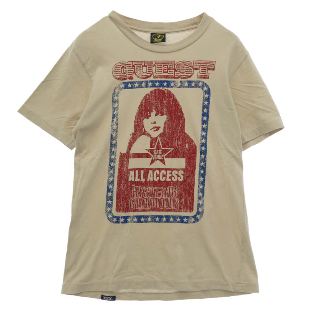HYSTERIC GLAMOUR ヒステリックグラマー 5CT-0361 THEE HYSTERIC XXX GUEST GIRL ゲストガールプリント クルーネック 半袖 Tシャツ ベージュ系 S【中古】