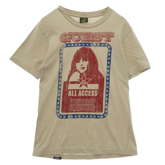HYSTERIC GLAMOUR ヒステリックグラマー 5CT-0361 THEE HYSTERIC XXX GUEST GIRL ゲストガールプリント クルーネック 半袖 Tシャツ ベージュ系 S【中古】