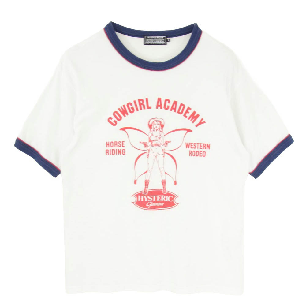 HYSTERIC GLAMOUR ヒステリックグラマー 23SS 02232CT13 COW GIRL カウガールプリント リンガー 半袖 Tシャツ カットソー ホワイト系 M【中古】