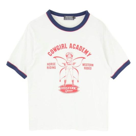 HYSTERIC GLAMOUR ヒステリックグラマー 23SS 02232CT13 COW GIRL カウガールプリント リンガー 半袖 Tシャツ カットソー ホワイト系 M【中古】