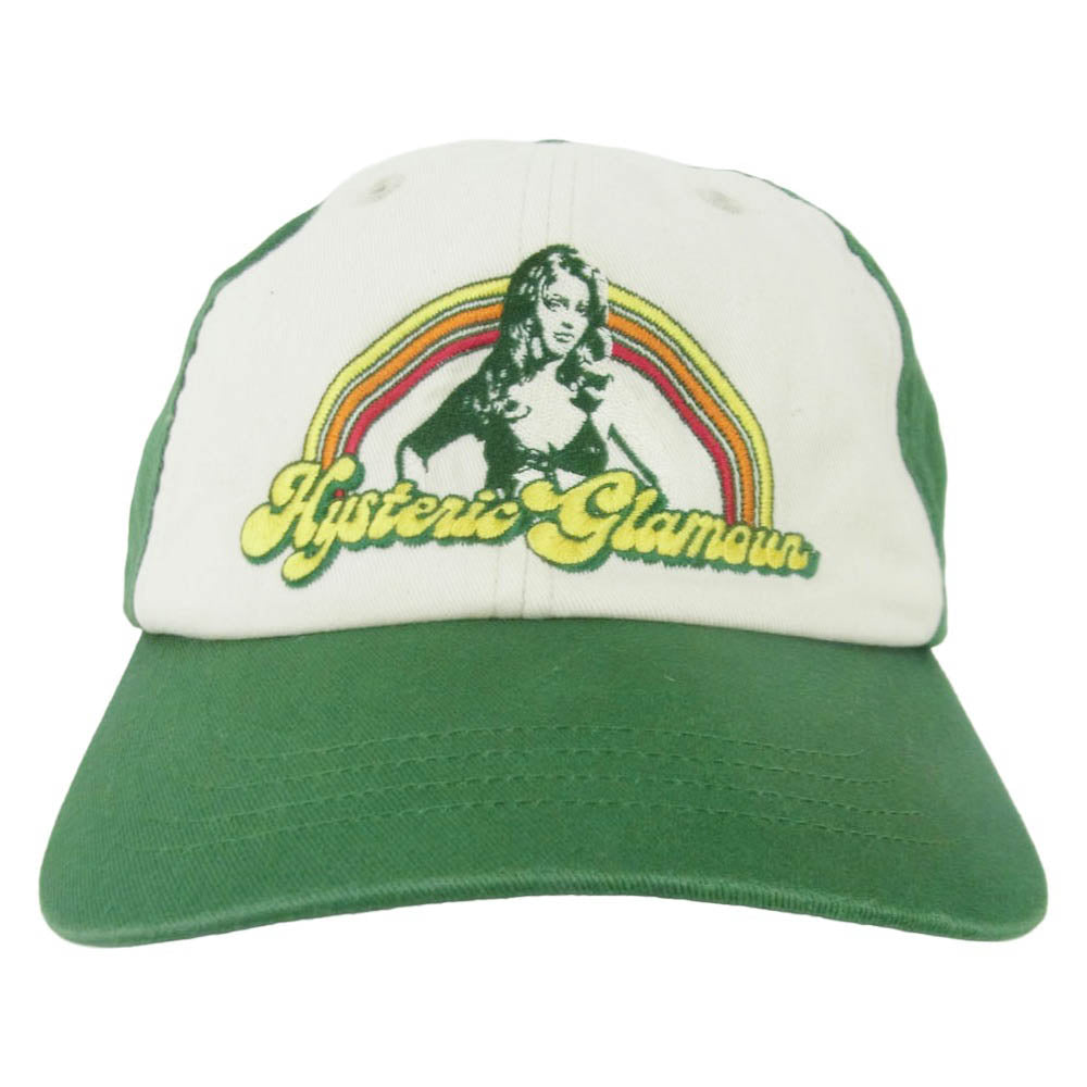 HYSTERIC GLAMOUR ヒステリックグラマー 25SS 02251QH06 HG RAINBOW CAP エイチジー レインボー キャップ 帽子 グリーン系 オフホワイト系 FREE【中古】