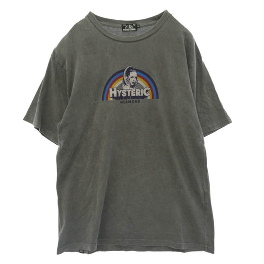 HYSTERIC GLAMOUR ヒステリックグラマー 21SS 02211CT34 RAINBOW レインボー ガールプリント クルーネック 半袖 Tシャツ グレー系 M【中古】