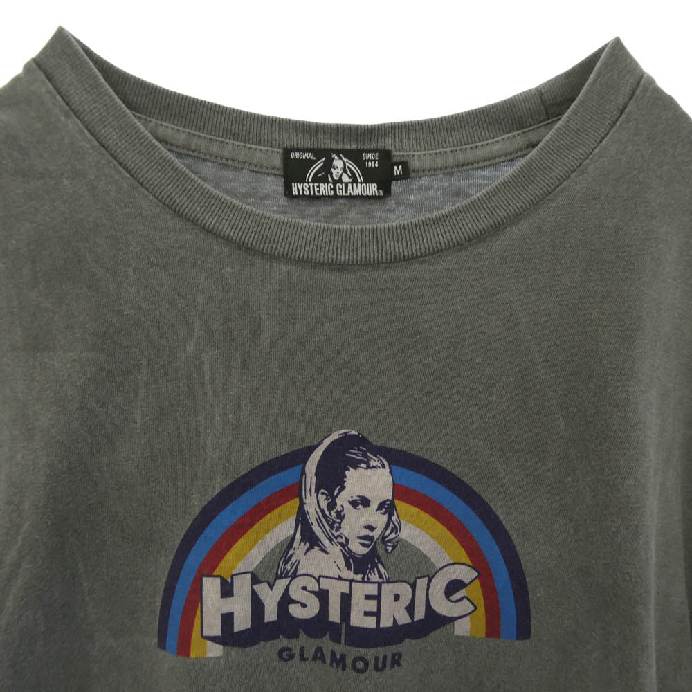HYSTERIC GLAMOUR ヒステリックグラマー 21SS 02211CT34 RAINBOW レインボー ガールプリント クルーネック 半袖 Tシャツ グレー系 M【中古】