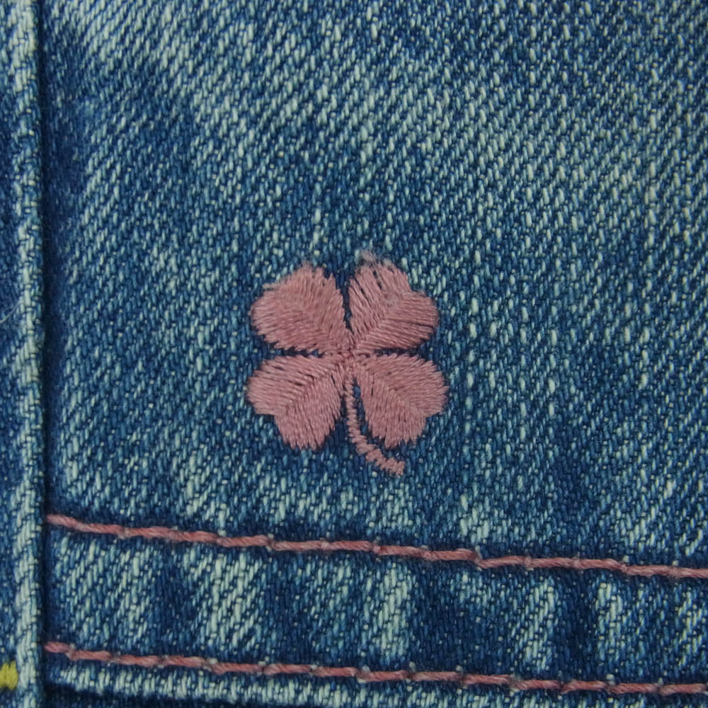 HYSTERIC GLAMOUR ヒステリックグラマー 2AP-4873 ポケットデザイン クローバー刺繍 ピンクステッチ デニム パンツ ジーンズ インディゴブルー系 S【中古】