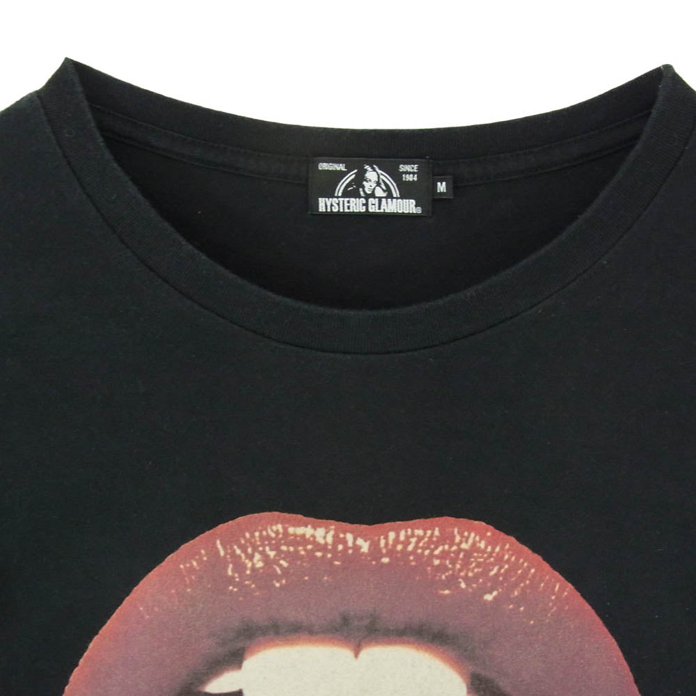 HYSTERIC GLAMOUR ヒステリックグラマー 18SS 02182CT34 LIPS リップス マウスプリント クルーネック 半袖 Tシャツ ブラック系 M【中古】