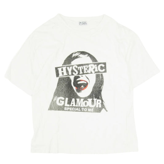 HYSTERIC GLAMOUR ヒステリックグラマー 21SS 01212CT09 SPECIAL TO ME クラッシュ加工 スペシャルトゥミ― 半袖 Tシャツ ホワイト系 FREE【中古】