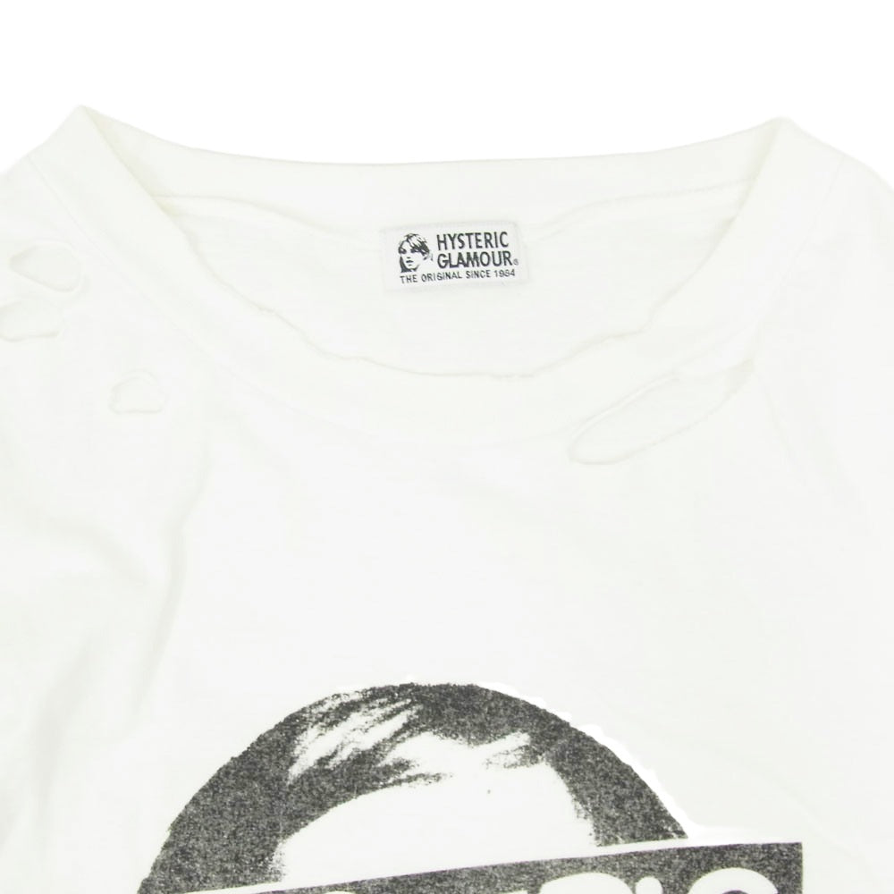 HYSTERIC GLAMOUR ヒステリックグラマー 21SS 01212CT09 SPECIAL TO ME クラッシュ加工 スペシャルトゥミ― 半袖 Tシャツ ホワイト系 FREE【中古】