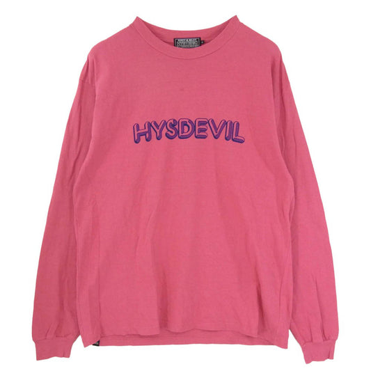 HYSTERIC GLAMOUR ヒステリックグラマー 25AW 02253CL15 HYSDEVIL RECORDS ヒスデビルレコード ロングスリーブ Tシャツ 長袖 カットソー ピンク系 L【中古】