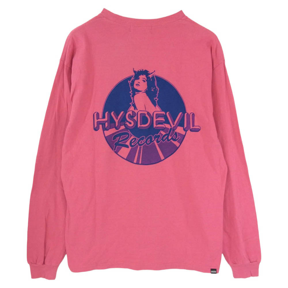 HYSTERIC GLAMOUR ヒステリックグラマー 25AW 02253CL15 HYSDEVIL RECORDS ヒスデビルレコード ロングスリーブ Tシャツ 長袖 カットソー ピンク系 L【中古】