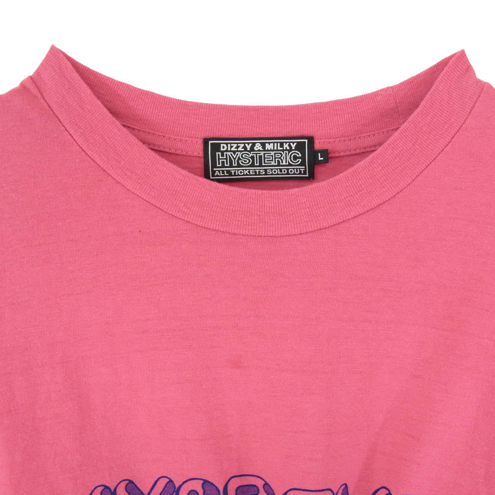 HYSTERIC GLAMOUR ヒステリックグラマー 25AW 02253CL15 HYSDEVIL RECORDS ヒスデビルレコード ロングスリーブ Tシャツ 長袖 カットソー ピンク系 L【中古】