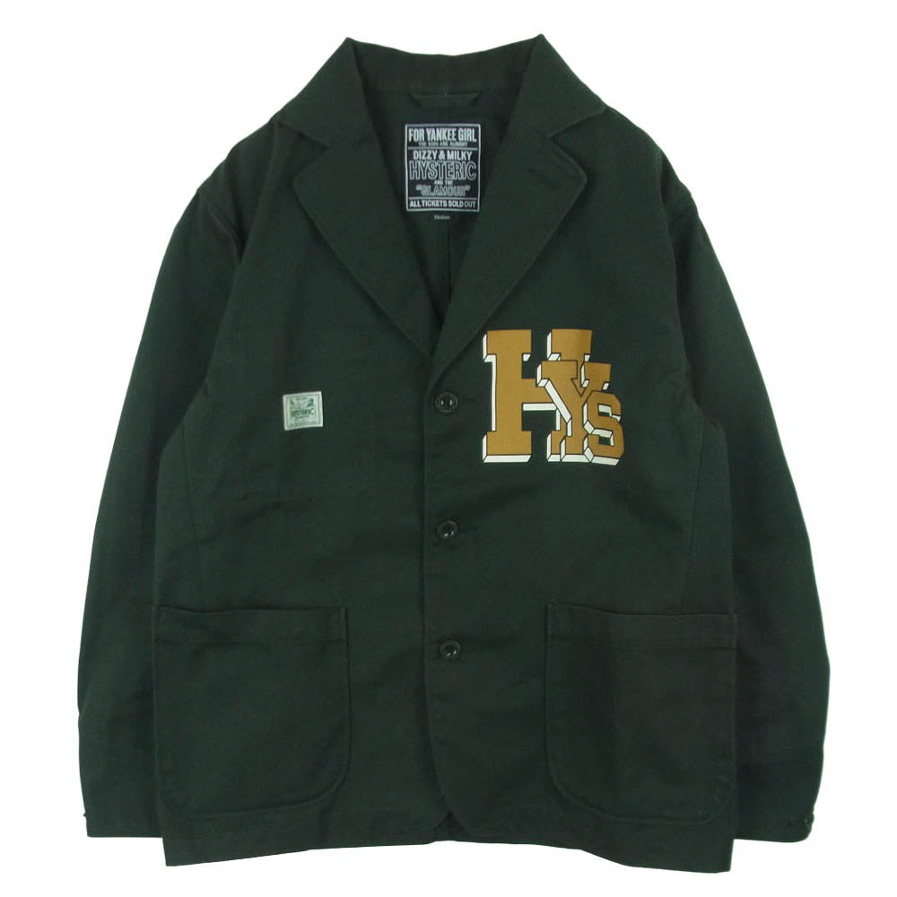 HYSTERIC GLAMOUR ヒステリックグラマー 22SS 02221AJ01 HYS COLLEGE カバーオール ジャケット グリーン系 ダークグリーン系 M【中古】