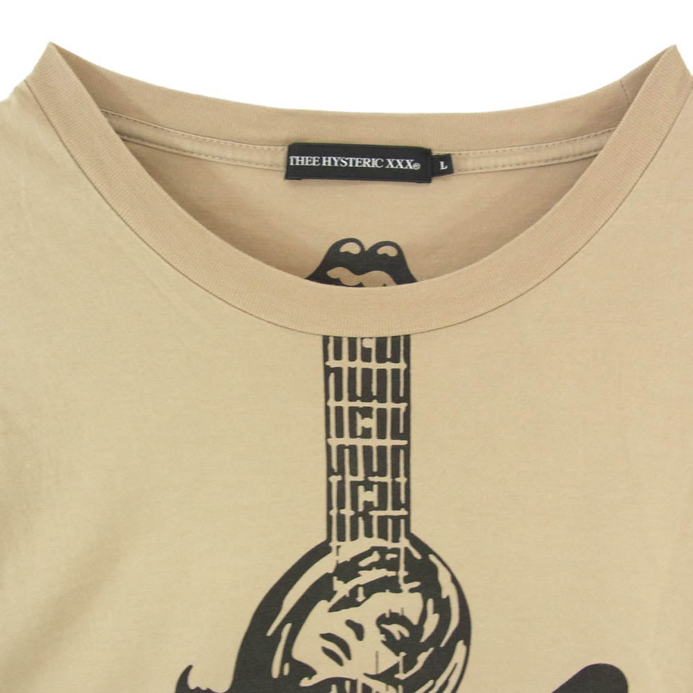 HYSTERIC GLAMOUR ヒステリックグラマー 06211CT11 Rolling Stones XXX ローリングストーンズ ギターガール クルーネック 半袖 Tシャツ ブラウン系 L【中古】