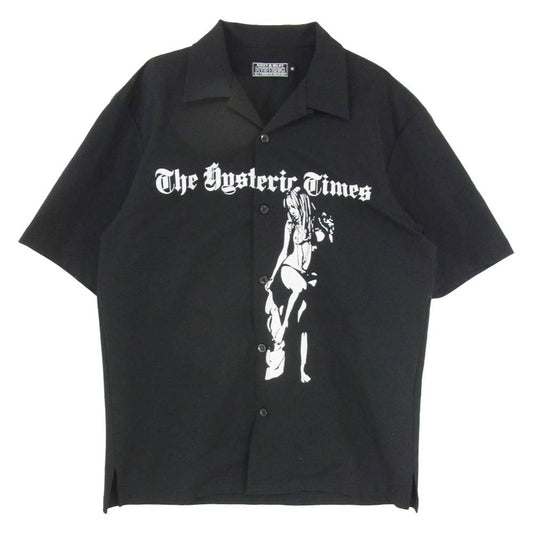 HYSTERIC GLAMOUR ヒステリックグラマー 25SS 02251CH04 HYSTERIC TIMES ヒステリックタイムズ オープンカラー ガールプリント 半袖 シャツ ブラック系 M【中古】