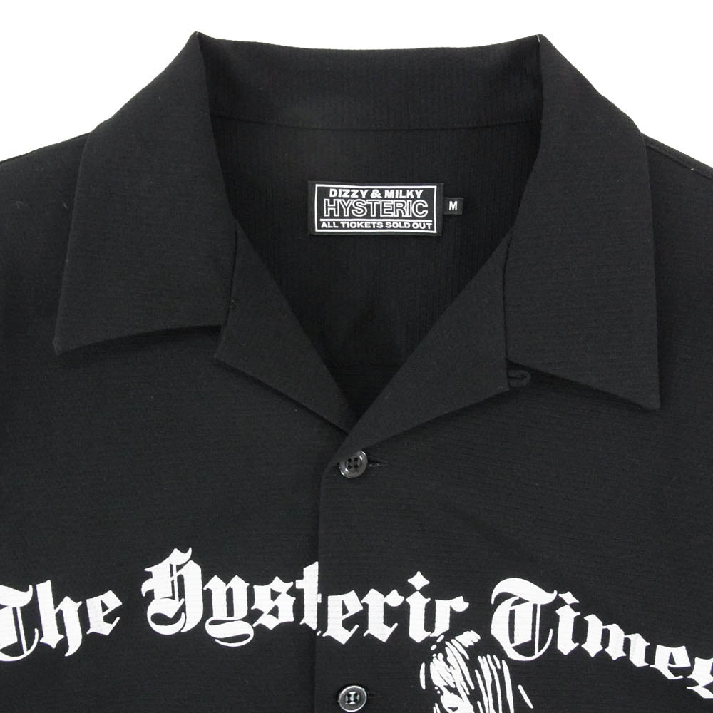HYSTERIC GLAMOUR ヒステリックグラマー 25SS 02251CH04 HYSTERIC TIMES ヒステリックタイムズ オープンカラー ガールプリント 半袖 シャツ ブラック系 M【中古】