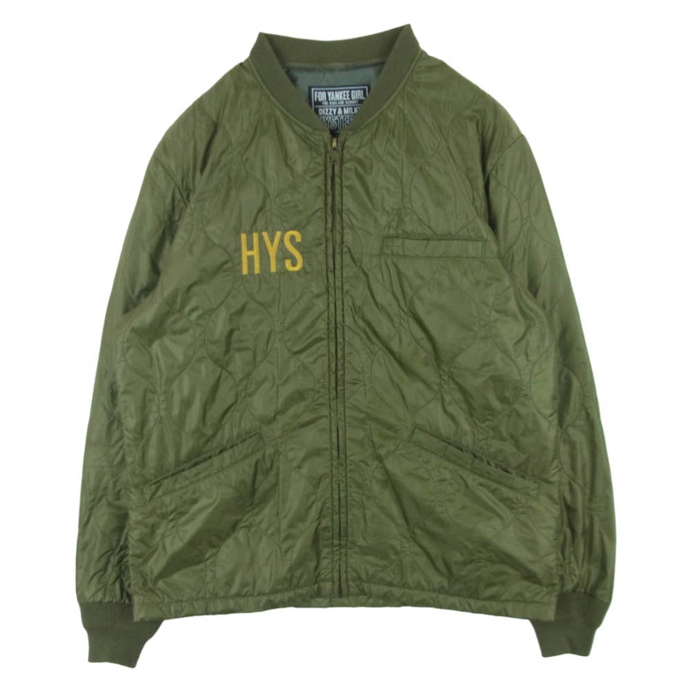 HYSTERIC GLAMOUR ヒステリックグラマー 22AW 02223AB05 KING & QUEEN刺繍 トランプ刺繍 キルティング ブルゾン ジャケット グリーン系 M【中古】