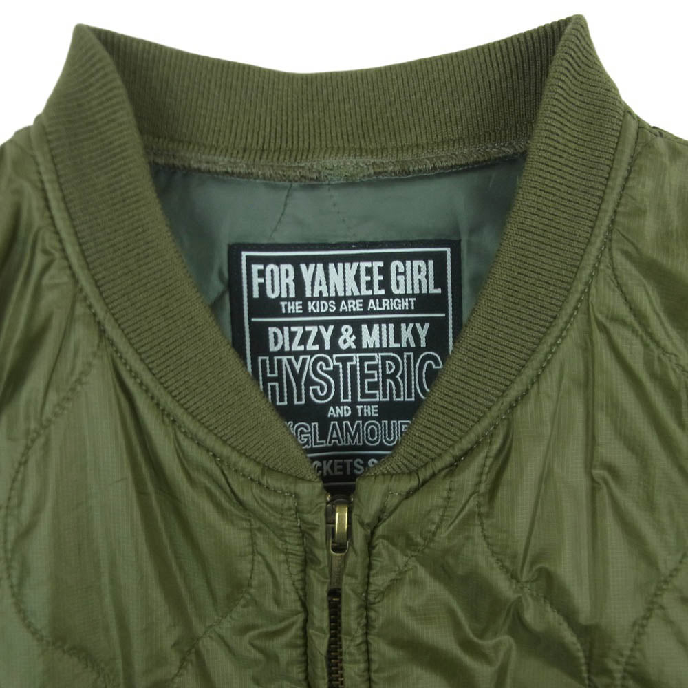 HYSTERIC GLAMOUR ヒステリックグラマー 22AW 02223AB05 KING & QUEEN刺繍 トランプ刺繍 キルティング ブルゾン ジャケット グリーン系 M【中古】