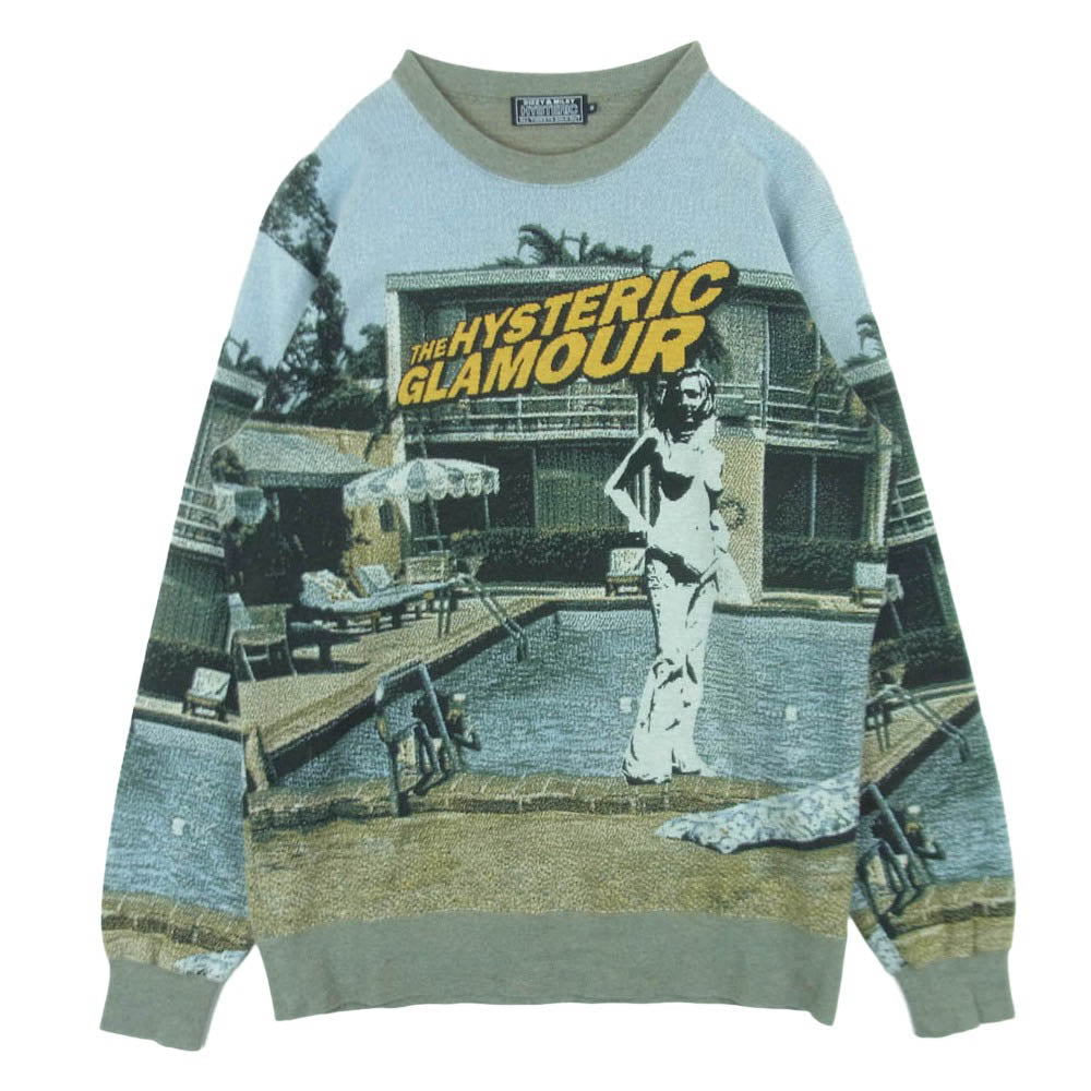 HYSTERIC GLAMOUR ヒステリックグラマー 25SS 02251CS01 POOL SIDE JACQUARD SWEAT SHIRT プールサイド ジャカード スウェットシャツ トレーナー ライトブルー系 グレー系 M【中古】
