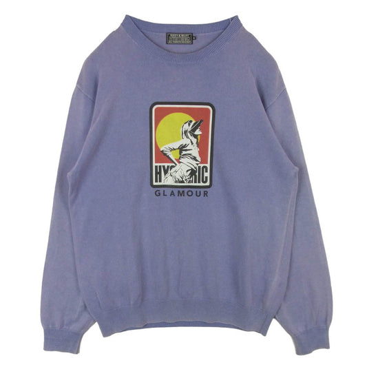 HYSTERIC GLAMOUR ヒステリックグラマー 26SS 02261NS04 HYSTERIC SUN GIRL ヒステリックサンガール フェード加工 クルーネック ニット セーター パープル系 M【中古】