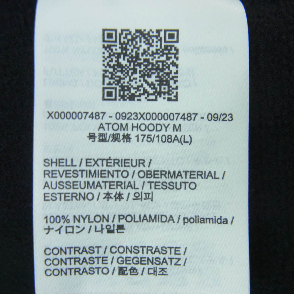 ARC'TERYX アークテリクス X000007487 ATOM HOODY アトム フーディ 中綿 ジャケット ダークネイビー系 ブラック系 黒に近いダークネイビー系 L【美品】【中古】