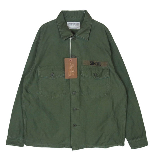 STANDARD CALIFORNIA スタンダードカリフォルニア SD FATIGUE SHIRT VINTAGE WASH ヴィンテージ加工 ファティーグ シャツ ミリタリーシャツ OLIVE L【極上美品】【中古】