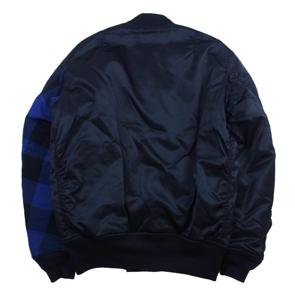 SEQUEL シークエル 24AW SQ-24AW-JK-07 袖チェックネル MA-1 ブルゾン フライトジャケット ブラック系 S【中古】